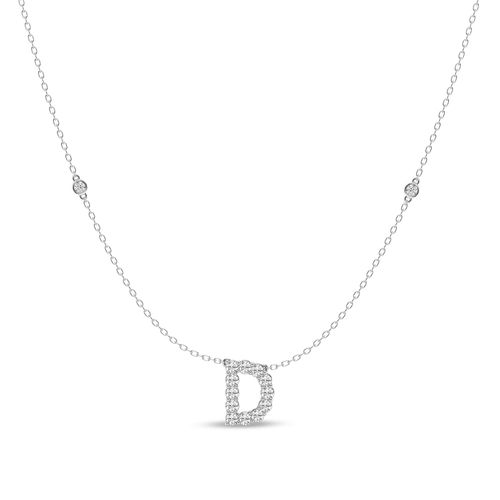 Brilliant Claw Initial D Slider Necklace with 0.40tw of Laboratory-Grown Diamonds in Mirage Sterling Silver and Platinum Pendants Bevilles 