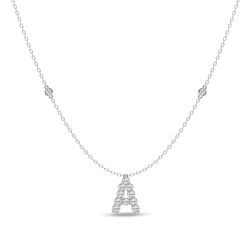Brilliant Claw Initial A Slider Necklace with 0.40tw of Laboratory-Grown Diamonds in Mirage Sterling Silver and Platinum Pendants Bevilles 