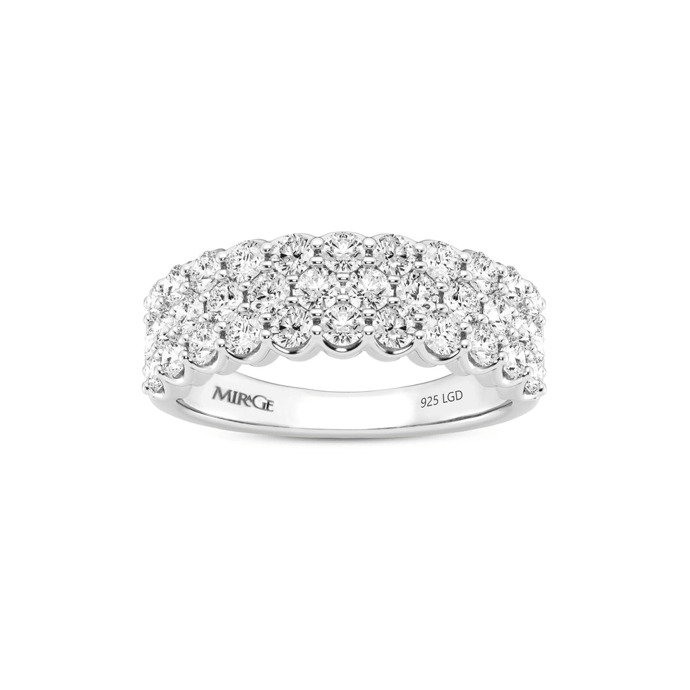 Multi Row Ring with 1.50tw of Laboratory-Grown Diamonds in Mirage Sterling Silver and Platinum Rings Bevilles 