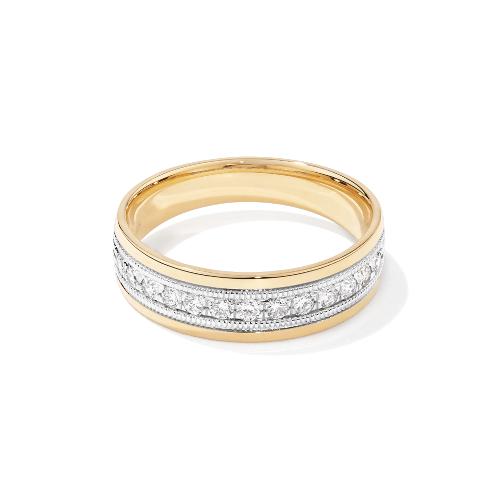 Meera Channel Ring with 0.50tw of Laboratory-Grown Diamonds in 9kt Yellow Gold and 9kt White Gold Rings Bevilles 