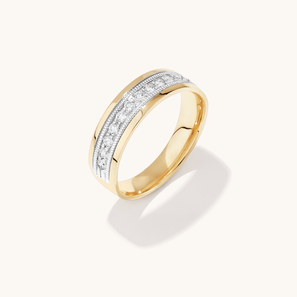 Meera Channel Ring with 0.50tw of Laboratory-Grown Diamonds in 9kt Yellow Gold and 9kt White Gold Rings Bevilles 