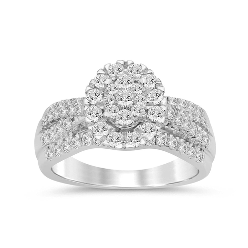 Meera Fancy Halo Ring with 1.00tw of Laboratory-Grown Diamond in 9kt White Gold Rings Bevilles 