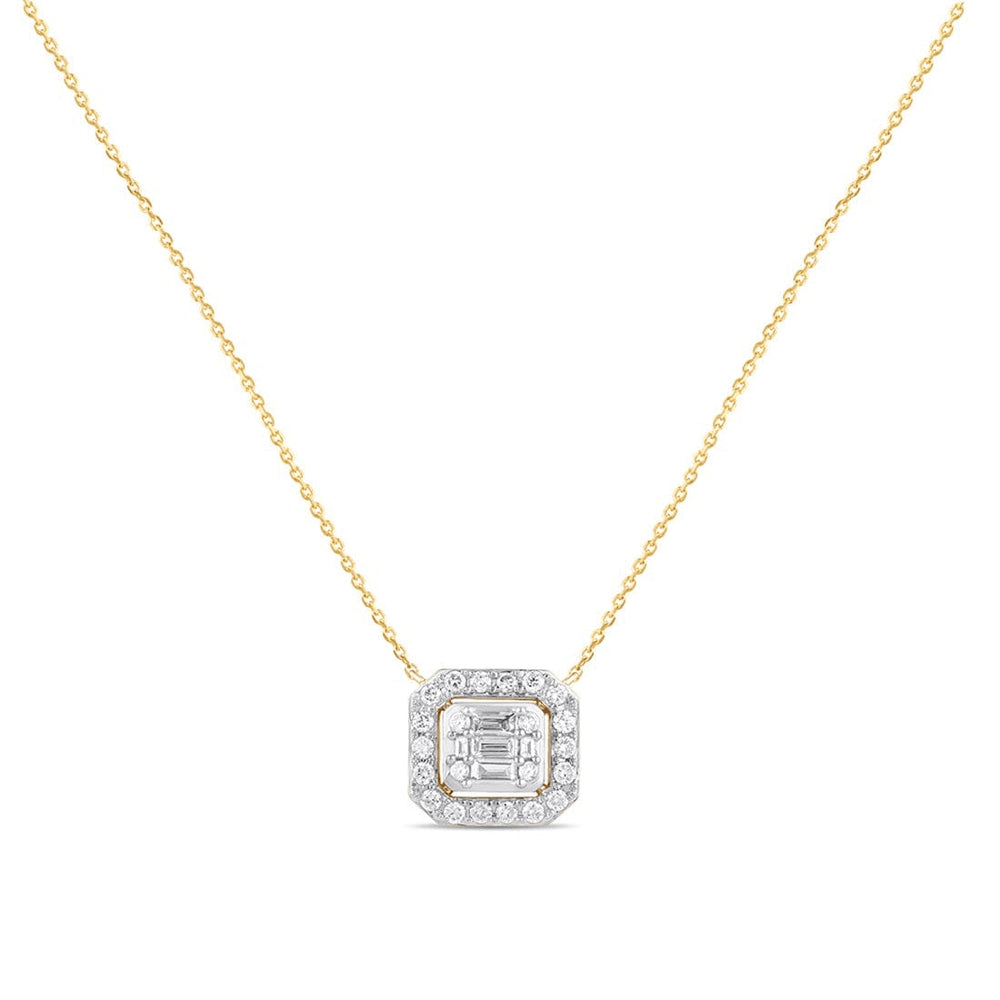 Meera Emerald Halo Necklace with 0.50tw of Laboratory-Grown Diamonds in 9kt Yellow Gold Pendants Bevilles 
