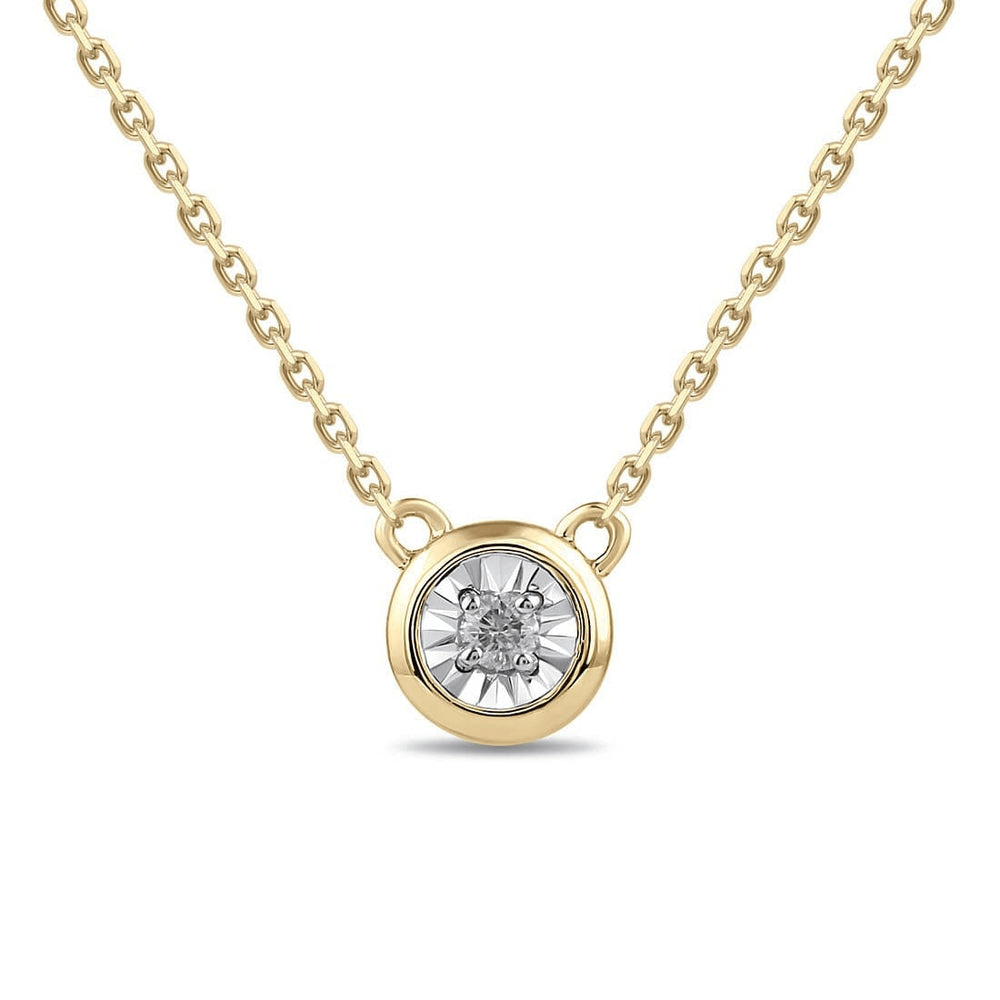 43cm Diamond Set Solitaire Necklace in 9kt Yellow Gold Pendants Bevilles 