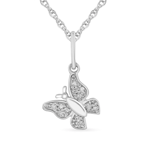 Brilliant Pave Butterly Necklace with 0.03tw of Diamonds in Sterling Silver Pendants Bevilles 