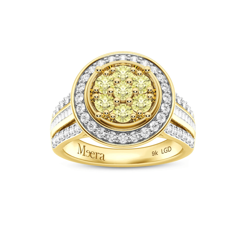 Meera Halo Bezel Set Ring with 1.00tw of Yellow Laboratory-Grown Diamonds in 9kt Yellow Gold Rings Bevilles 