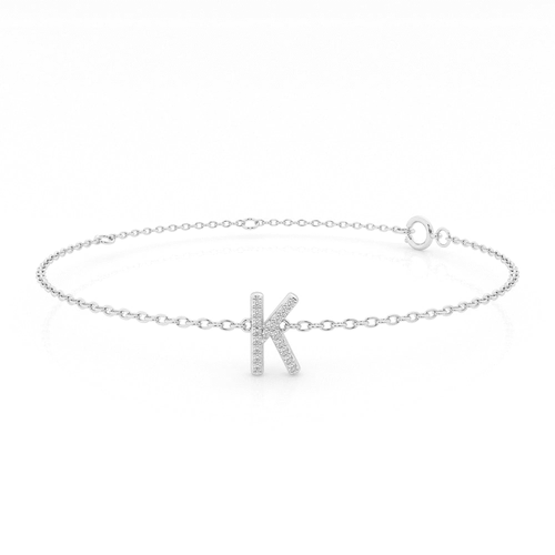 Brilliant Claw Initial Chain Bracelet with 0.05tw of Diamonds in Sterling Silver Bracelets Bevilles 