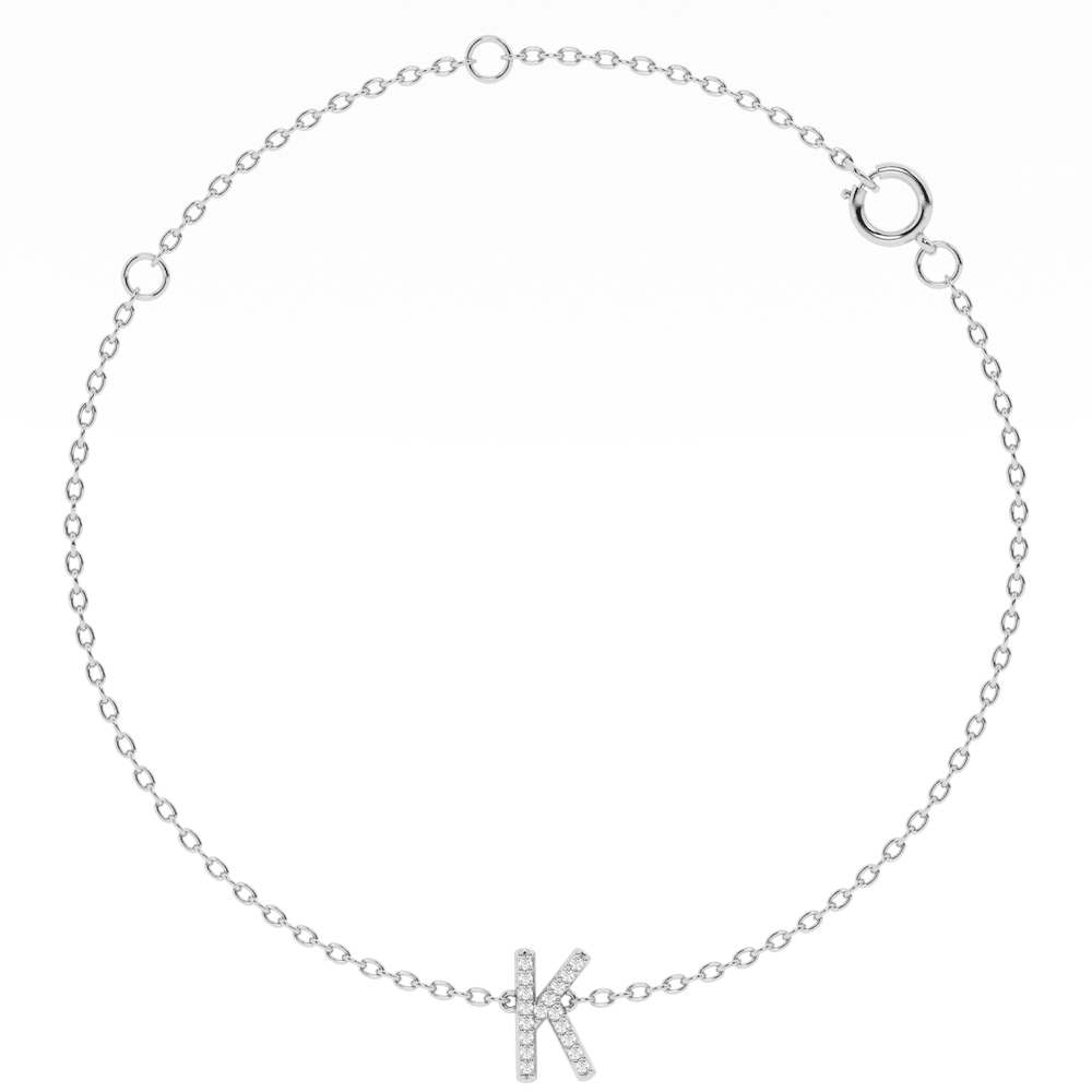 Brilliant Claw Initial Chain Bracelet with 0.05tw of Diamonds in Sterling Silver Bracelets Bevilles 