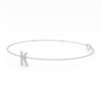 Brilliant Claw Initial Chain Bracelet with 0.05tw of Diamonds in Sterling Silver Bracelets Bevilles 