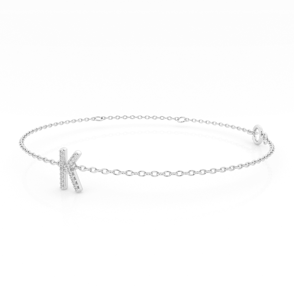 Brilliant Claw Initial Chain Bracelet with 0.05tw of Diamonds in Sterling Silver Bracelets Bevilles 