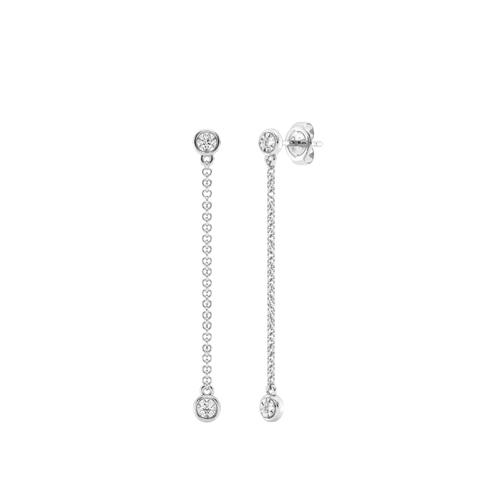 Mirage Drop Earrings with 0.10tw of Laboratory-Grown Diamonds in Sterling Silver and Platinum Earrings Bevilles 