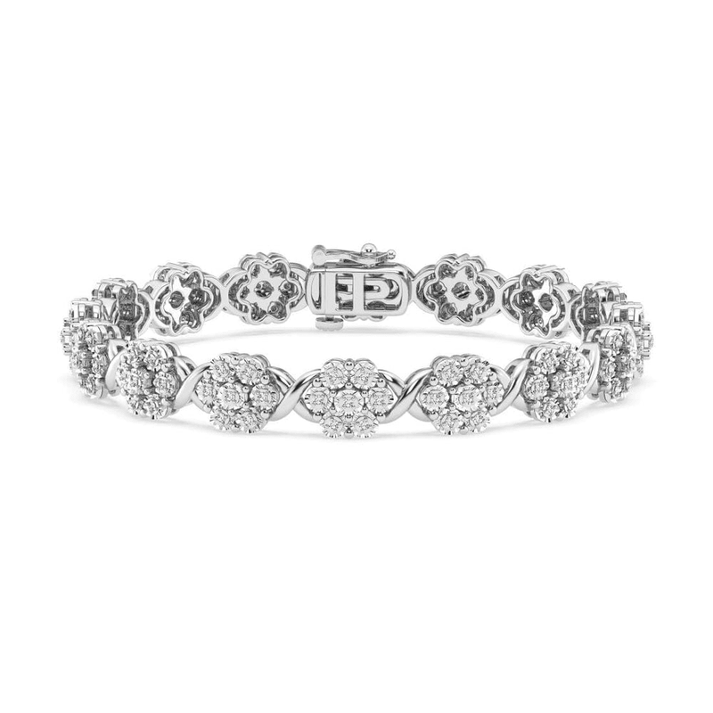 Miracle Surround Flower Bracelet with 1/2ct of Diamonds in Sterling Silver Bevilles Jewellers 