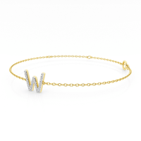 Brilliant Claw Initial W Slider Chain Bracelet with 0.05ct of Diamonds in 9kt Yellow Gold Bracelets Bevilles 
