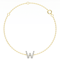 Brilliant Claw Initial W Slider Chain Bracelet with 0.05ct of Diamonds in 9kt Yellow Gold Bracelets Bevilles 