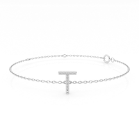 Brilliant Claw Initial R Bracelet with 0.05tw of Diamonds in Sterling Silver Bracelets Bevilles 
