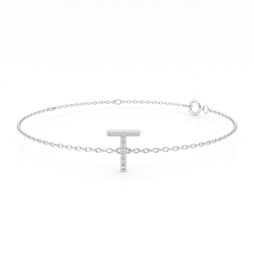 Brilliant Claw Initial R Bracelet with 0.05tw of Diamonds in Sterling Silver Bracelets Bevilles 