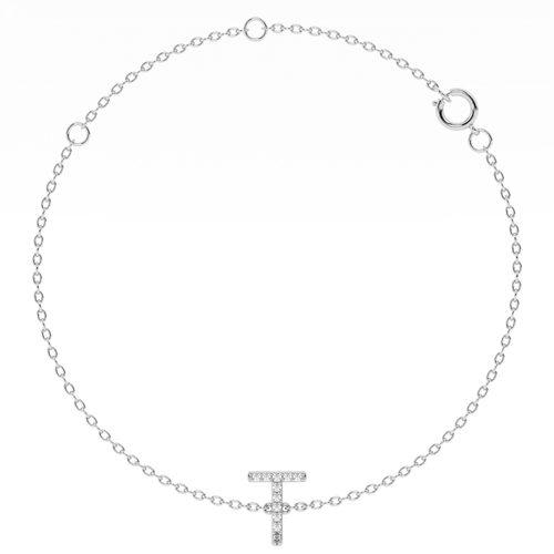 Brilliant Claw Initial R Bracelet with 0.05tw of Diamonds in Sterling Silver Bracelets Bevilles 