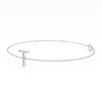Brilliant Claw Initial R Bracelet with 0.05tw of Diamonds in Sterling Silver Bracelets Bevilles 