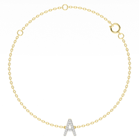 Diamond Initial Slider Bracelet in 9kt Yellow Gold Bracelets Bevilles 