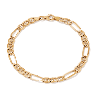 19cm Figaro Mariner Bracelet in 9kt Yellow Gold Bracelets Bevilles 