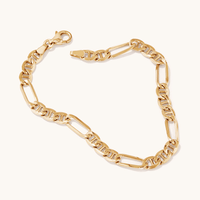 19cm Figaro Mariner Bracelet in 9kt Yellow Gold Bracelets Bevilles 
