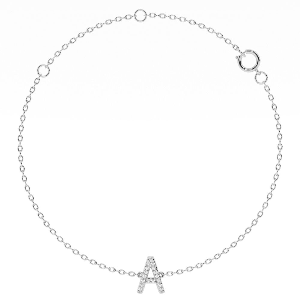 Diamond Initial Slider Bracelet in Sterling Silver Bracelets Bevilles 
