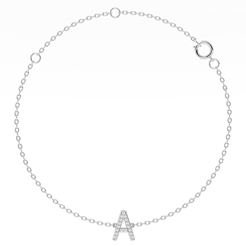 Diamond Initial Slider Bracelet in Sterling Silver Bracelets Bevilles 