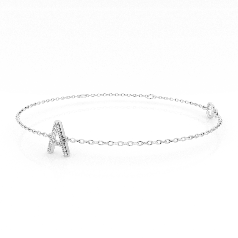 Diamond Initial Slider Bracelet in Sterling Silver Bracelets Bevilles 