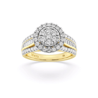 Meera Halo Ring with 1.00tw of Laboratory-Grown Diamonds in 9kt Yellow Gold Rings Bevilles 