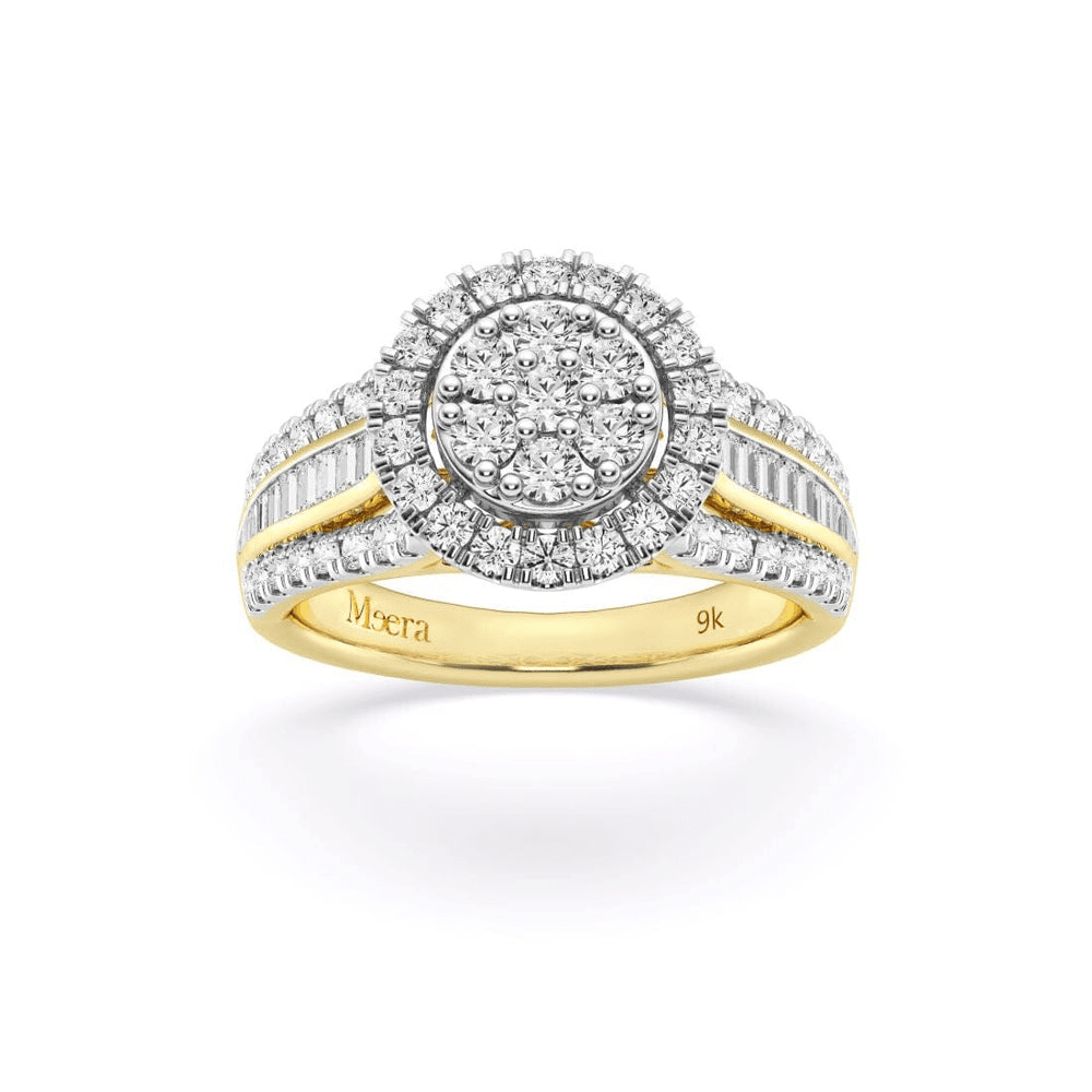 Meera Halo Ring with 1.00tw of Laboratory-Grown Diamonds in 9kt Yellow Gold Rings Bevilles 