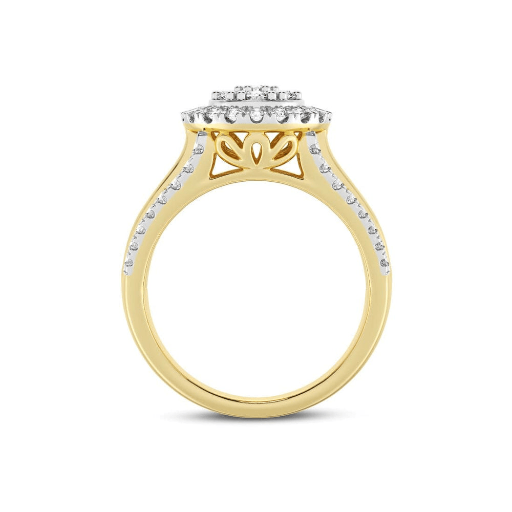 Meera Halo Ring with 1.00tw of Laboratory-Grown Diamonds in 9kt Yellow Gold Rings Bevilles 