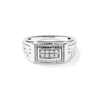 Miracle Surround Tablet Men's Ring with Diamonds in Sterling Silver Rings Bevilles 