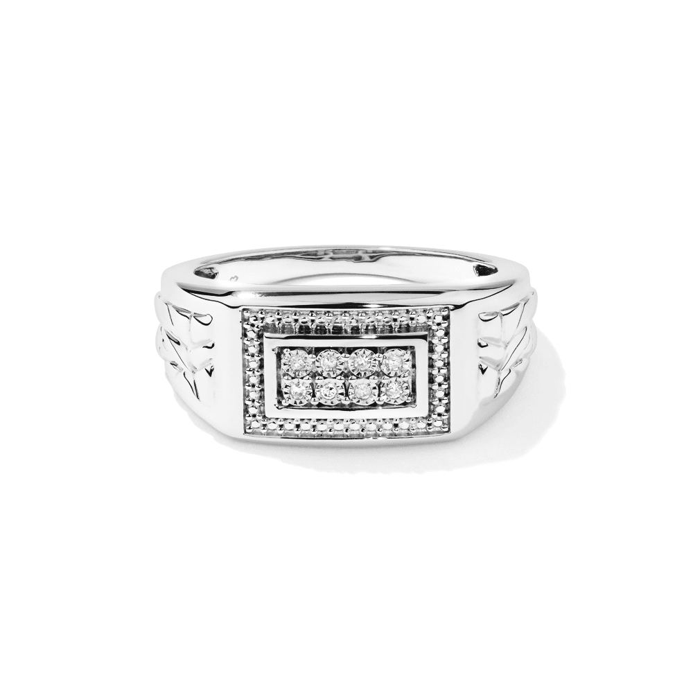 Miracle Surround Tablet Men's Ring with Diamonds in Sterling Silver Rings Bevilles 