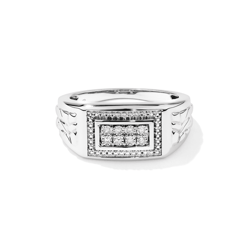 Miracle Surround Tablet Men's Ring with Diamonds in Sterling Silver Rings Bevilles 