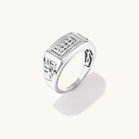 Miracle Surround Tablet Men's Ring with Diamonds in Sterling Silver Rings Bevilles 