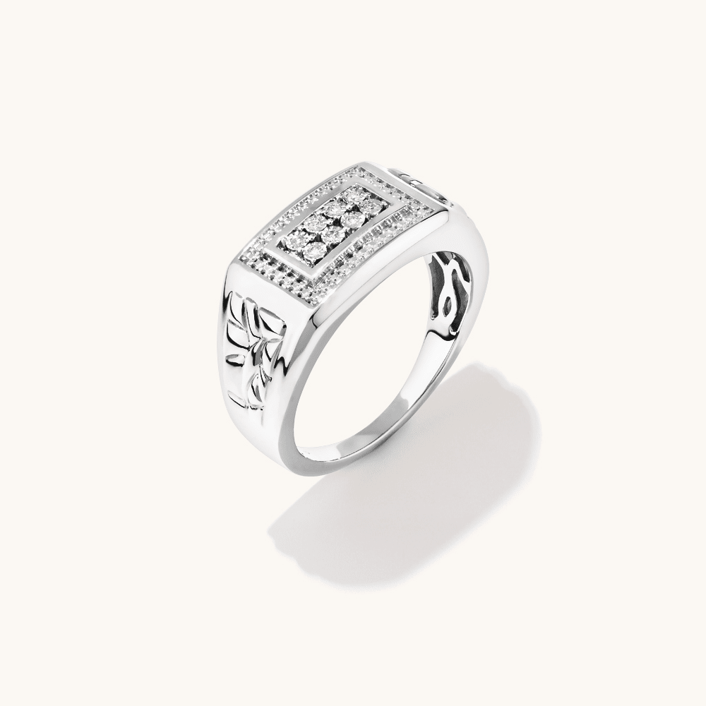 Miracle Surround Tablet Men's Ring with Diamonds in Sterling Silver Rings Bevilles 