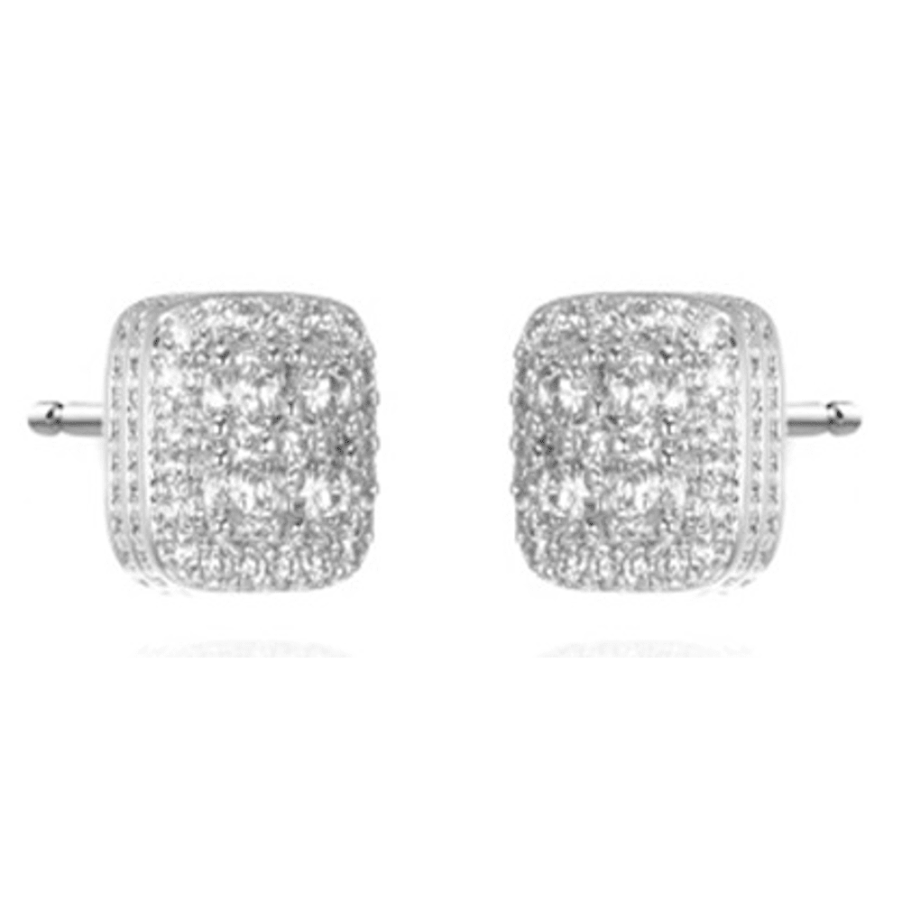 Cushion Shaped Cluster Stud Earrings with Cubic Zirconia in Sterling Silver Bevilles Jewellers 