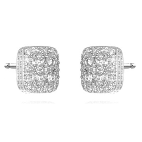 Cushion Shaped Cluster Stud Earrings with Cubic Zirconia in Sterling Silver Bevilles Jewellers 