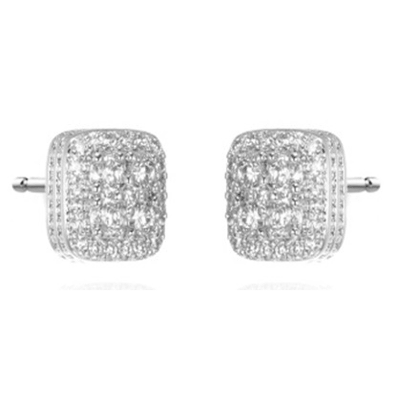 Cushion Shaped Cluster Stud Earrings with Cubic Zirconia in Sterling Silver Bevilles Jewellers 