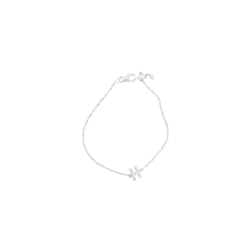 19cm Initial H Bracelet with Cubic Zirconia in Sterling Silver Bracelets Bevilles 