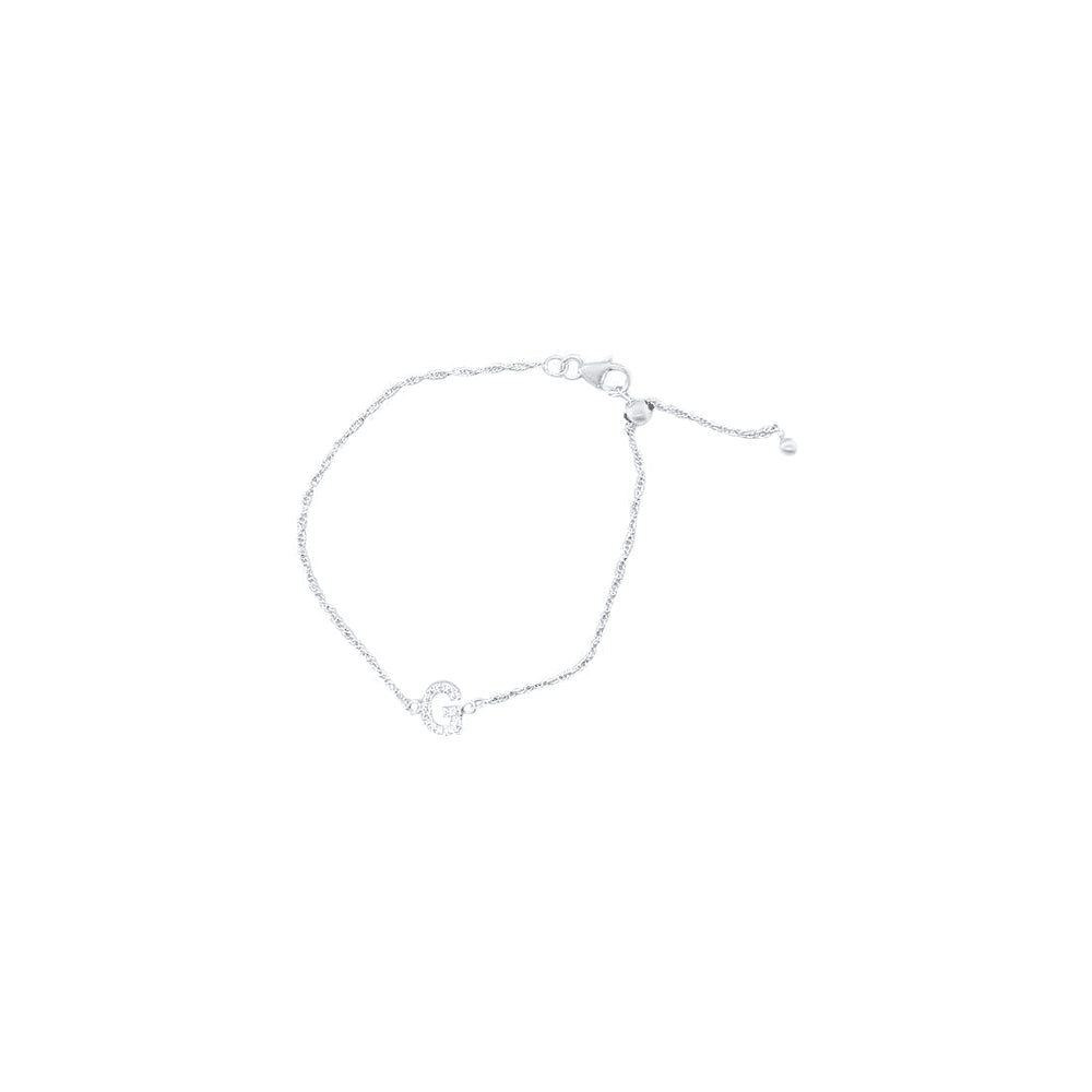 19cm Initial G Bracelet with Cubic Zirconia in Sterling Silver Bracelets Bevilles 