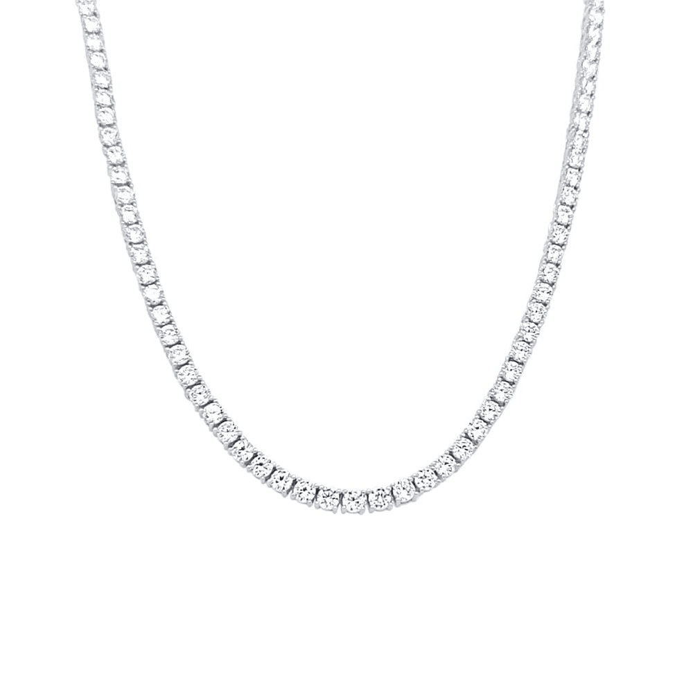 41cm 3mm Claw Set Cubic Zirconia Tennis Necklace in Sterling Silver Pendants Bevilles 