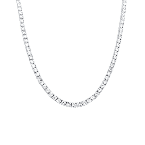 41cm 3mm Claw Set Cubic Zirconia Tennis Necklace in Sterling Silver Pendants Bevilles 