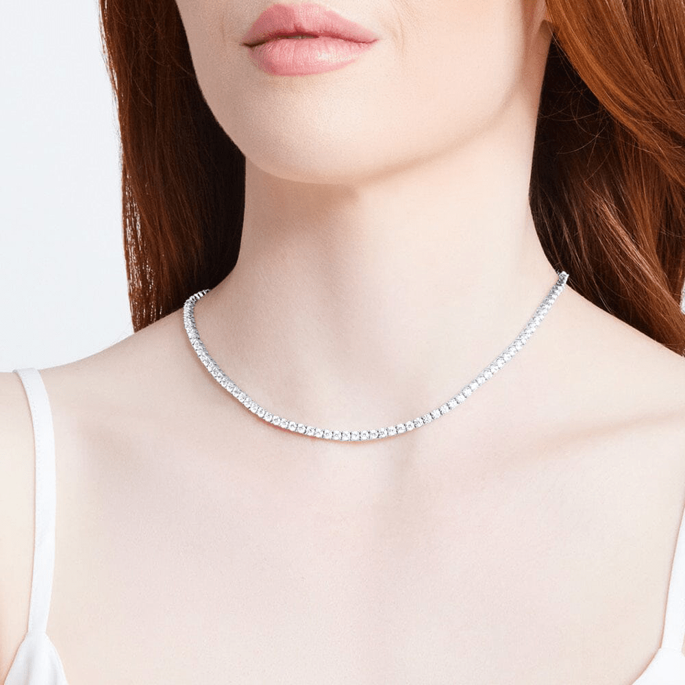 41cm 3mm Claw Set Cubic Zirconia Tennis Necklace in Sterling Silver Pendants Bevilles 