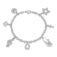 Seven Charm Bracelet with 1/3ct of Diamonds in Sterling Silver Bracelets Bevilles 