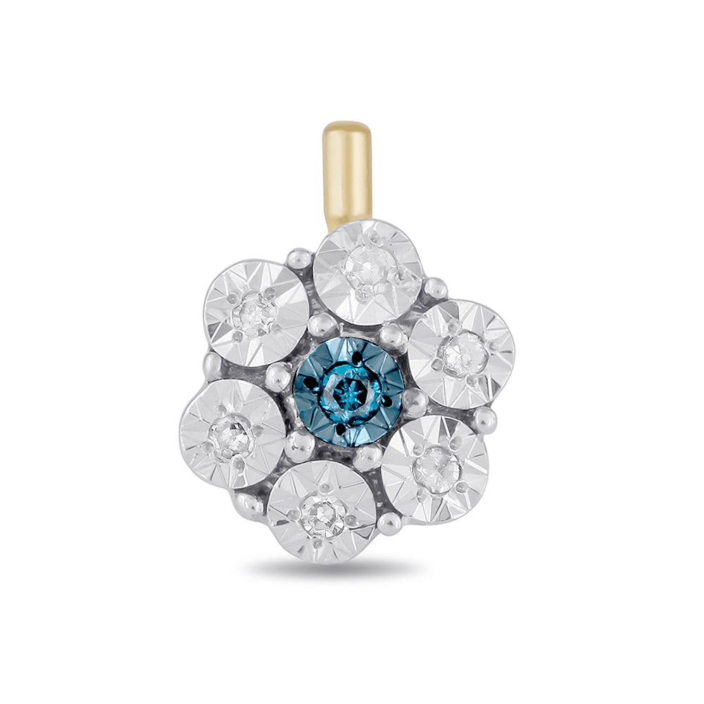 Diamond Set Flower Nose Ring in 9kt Yellow Gold Bevilles 