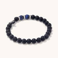 20cm Cross Bracelet with Black and Blue Beads in Stainless Steel Bracelets Bevilles 