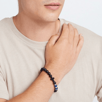 20cm Cross Bracelet with Black and Blue Beads in Stainless Steel Bracelets Bevilles 