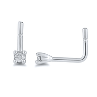 Diamond Set Nose Ring Pin in Sterling Silver Bevilles 