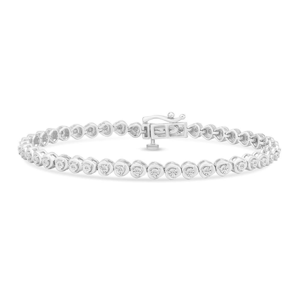 Fancy Swirl Tennis Bracelet with 1/4ct of Diamonds in Sterling Silver Bevilles Jewellers 